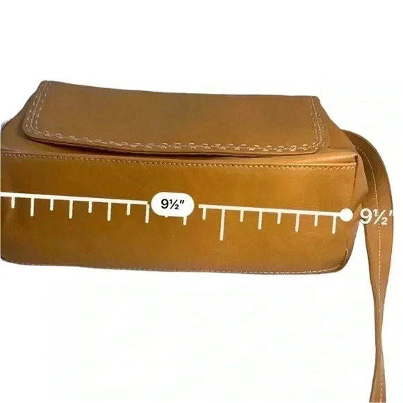 Relic cognac vegan leather contrast stitch adjustable strap shoulder bag purse - Picture 9 of 13